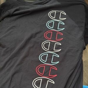 Champion Men's Black T-Shirt with Multicolor Logo